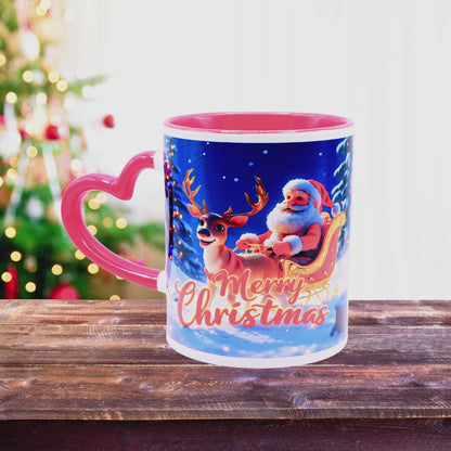 "Santa's Merry Christmas" 11 oz Coffee Mug with red love handle