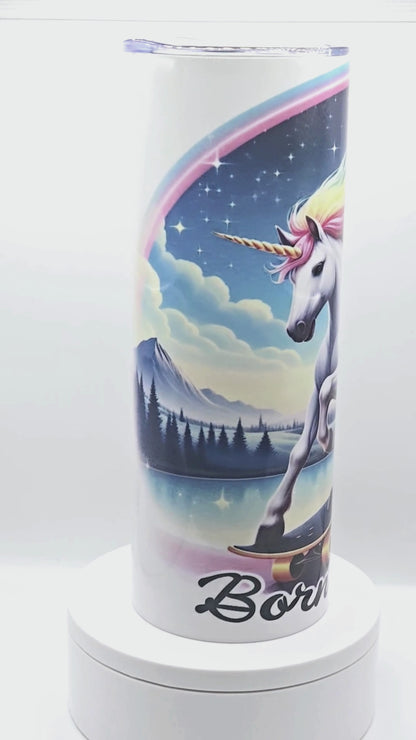 20 oz Unicorn "Born to be Wild" Tumbler with Leak-proof slide lids and metal straw