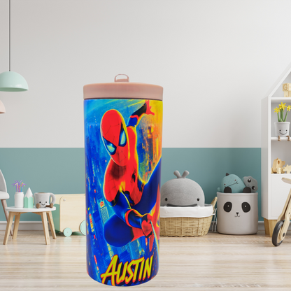 Custom Design Austin 15 oz Spiderman tumbler with handle lid and splash-proof lid