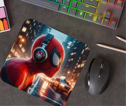 Spiderman with headphones mousepad (9.4x7.9x0.12)