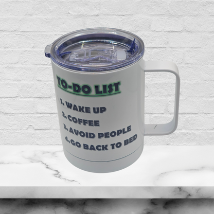 50% OFF 12 oz coffee mug with free coaster "To Do List" small scratch on handle