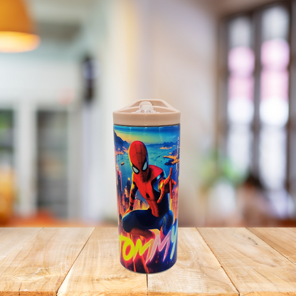 Custom Design Tommy's 15 oz Spiderman tumbler with handle lid and splash-proof lid